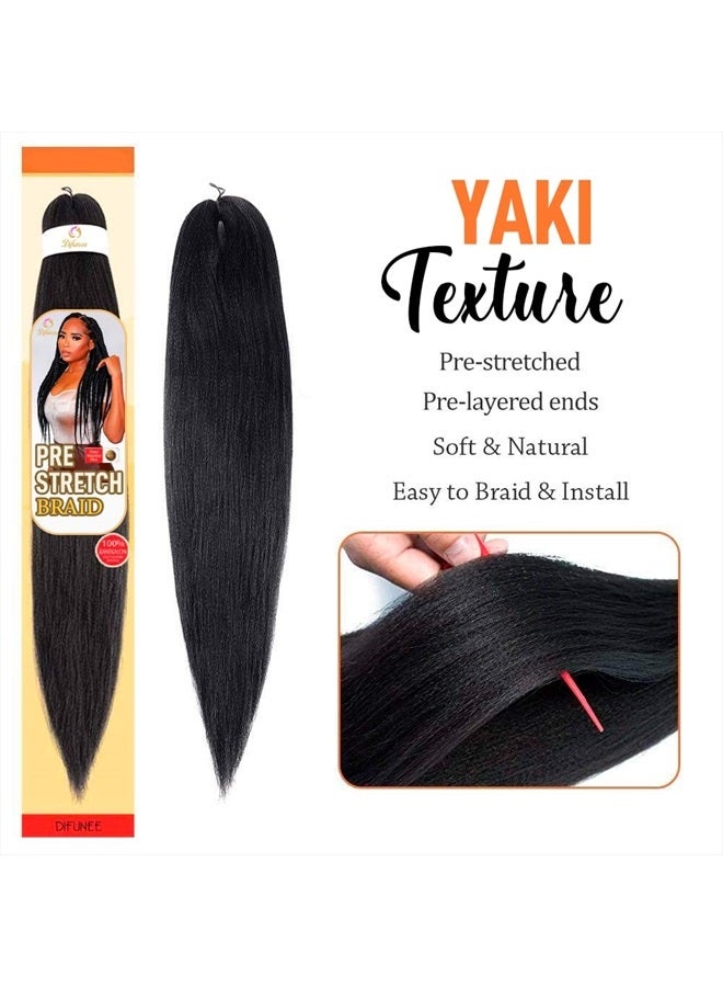 Difunee Pre-stretched Braiding Hair - 24 Inch 8 Packs Long Braiding Hair Yaki Texture Soft Crochet Braids, Jet Black Hot Water Setting Twist Synthetic Braiding Hair Extensions（24 Inch, 1-8P) - Image 3