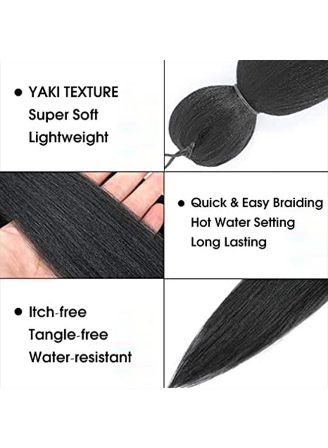 Difunee Pre-stretched Braiding Hair - 24 Inch 8 Packs Long Braiding Hair Yaki Texture Soft Crochet Braids, Jet Black Hot Water Setting Twist Synthetic Braiding Hair Extensions（24 Inch, 1-8P) - Image 5