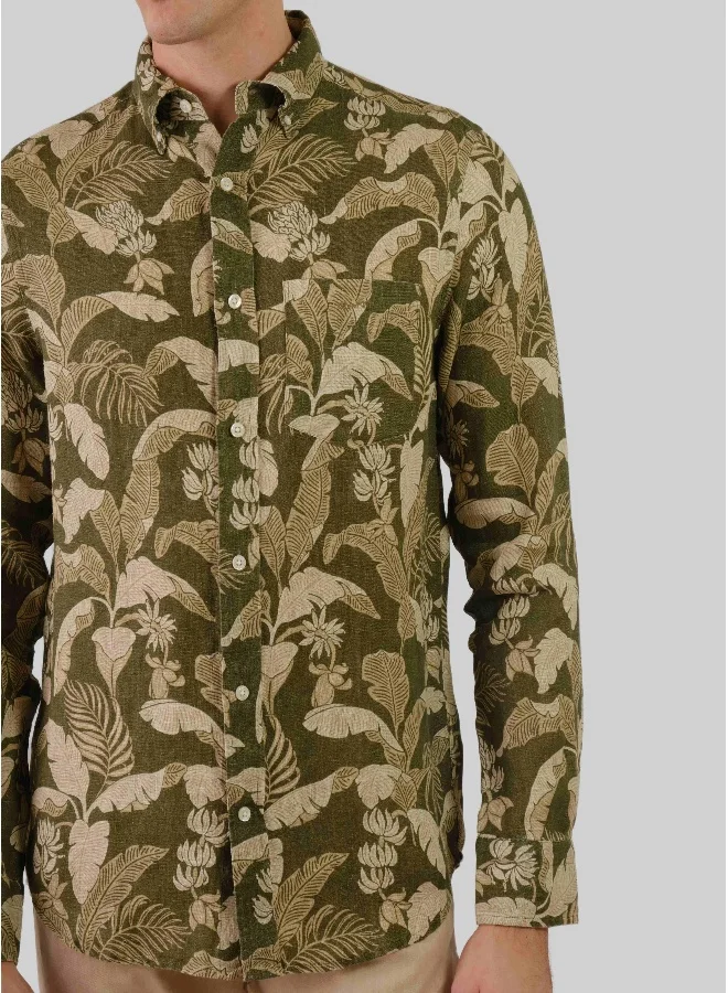 غانت Regular Fit Linen Print Shirt