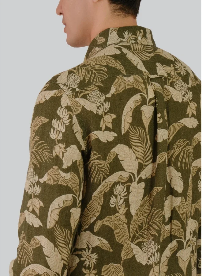 غانت Regular Fit Linen Print Shirt