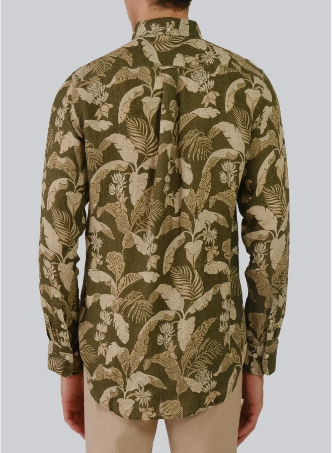 غانت Regular Fit Linen Print Shirt