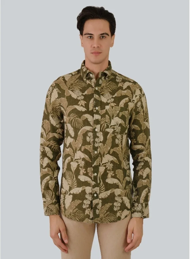 GANT  Regular Fit Linen Print Shirt for Men | Best Price UAE