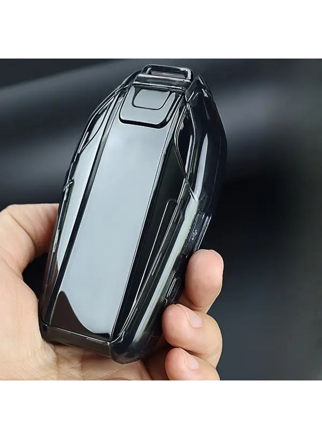 حافظة مفاتيح شفافة سوداء من مادة TPU لسيارات بي إم دبليو من الفئات G30 G20 G11 G12 X3 X4 X5 X7 مع حماية من الخدوش وشاشة LED. - Image 5