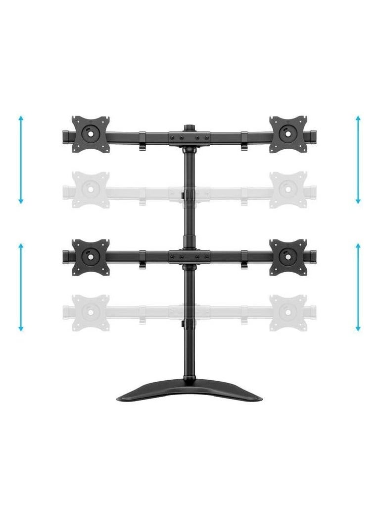 ELTRAZONE Full Motion Quad Monitor Desk Mount, Fully Adjustable Desk Free Stand for 4 LCD Monitors Screens 13 Inch to 27 Inch Supported  - Image 2