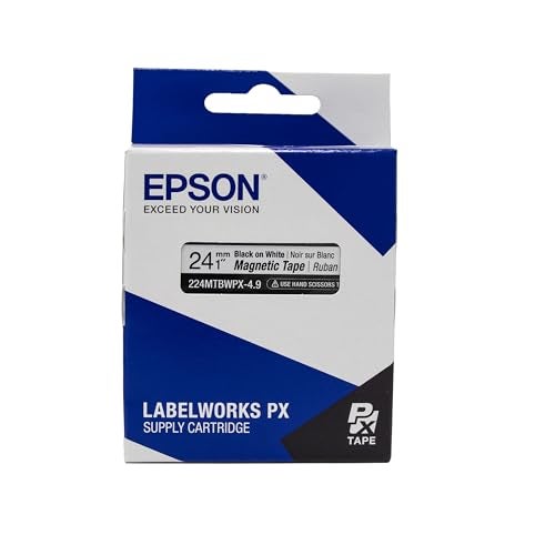 LABELWORKS Epson LABELWORKS 224MTBWPX-4.9 Genuine Magnetic Tape Cartridge - Black on White Magnet Label Maker Tape - 1" (24MM) Wide, 4.9 ft, White - Image 4