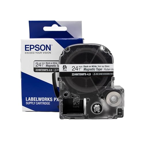 LABELWORKS Epson LABELWORKS 224MTBWPX-4.9 Genuine Magnetic Tape Cartridge - Black on White Magnet Label Maker Tape - 1" (24MM) Wide, 4.9 ft, White - Image 3