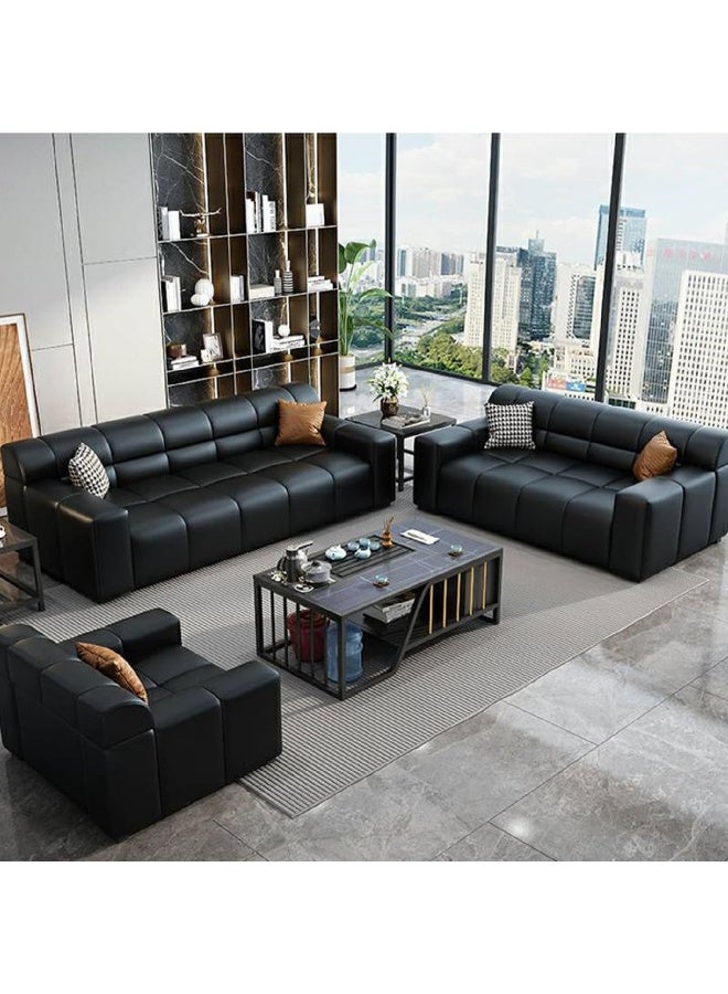 Zayn comforts طقم أرائك مكتبية حديثة من الجلد الأسود - Image 5