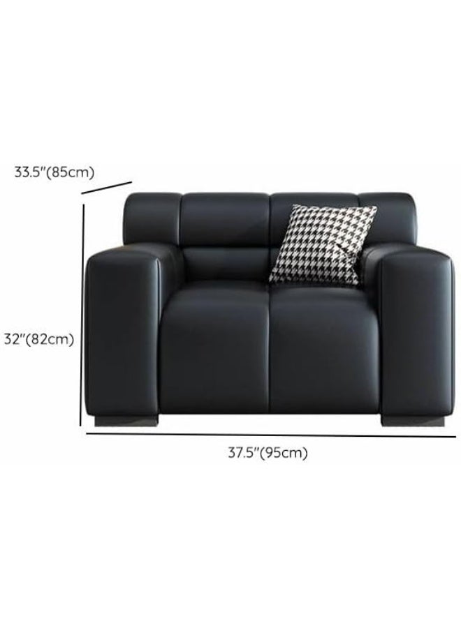 Zayn comforts طقم أرائك مكتبية حديثة من الجلد الأسود - Image 4