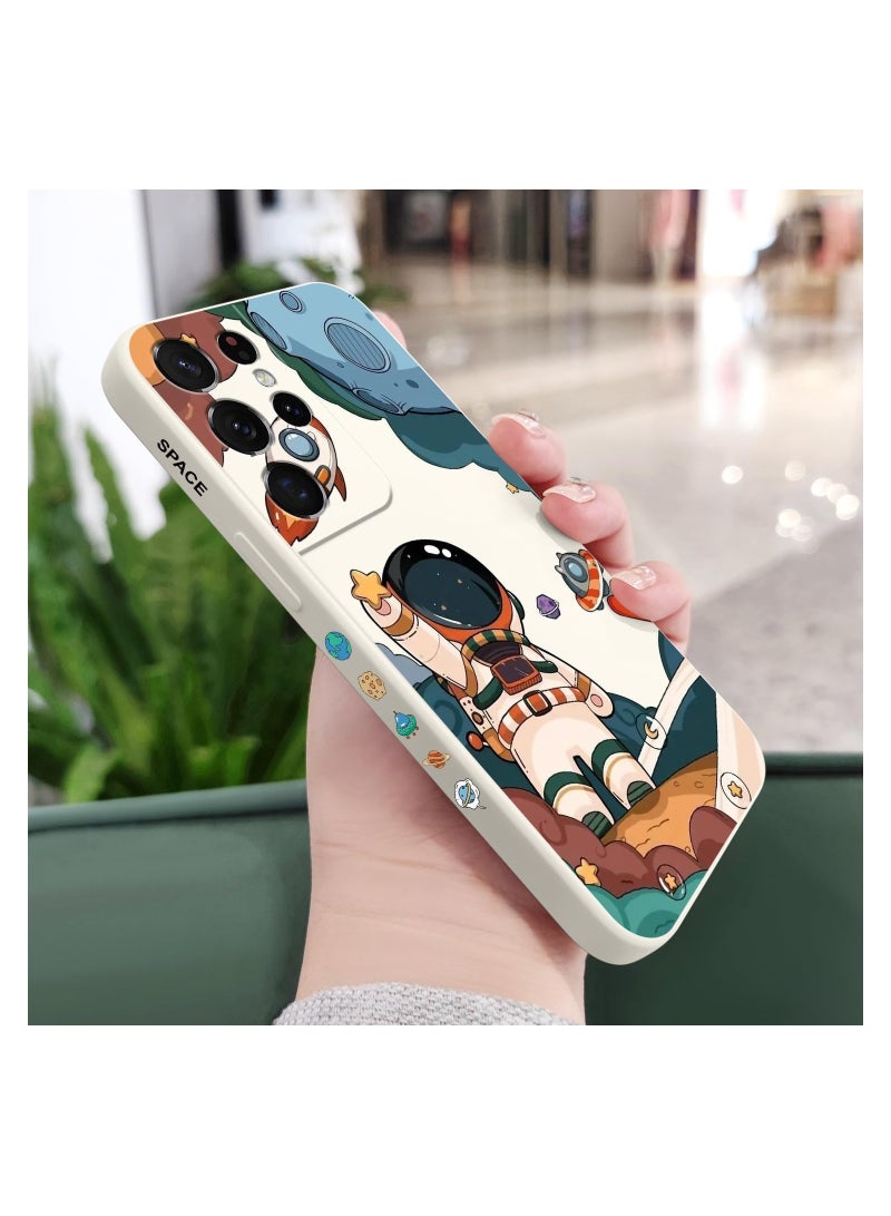for Samsung S21 Ultra Case, for Samsung Galaxy S21 Ultra Case Butterfly Floral Astronauts Creative Sides Phone Cover Fashionablee Designs Soft Silicone Slim S21 Ultra Phone Case-Astronaut White - Image 3
