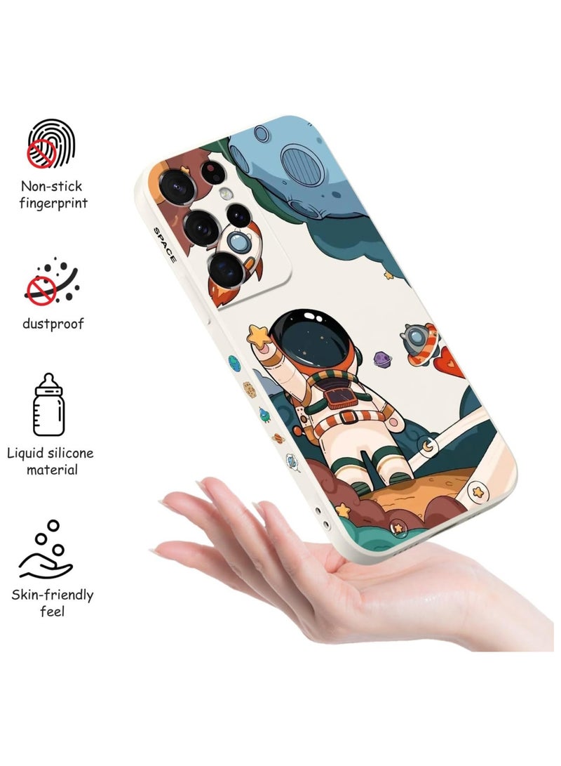 for Samsung S21 Ultra Case, for Samsung Galaxy S21 Ultra Case Butterfly Floral Astronauts Creative Sides Phone Cover Fashionablee Designs Soft Silicone Slim S21 Ultra Phone Case-Astronaut White - Image 5