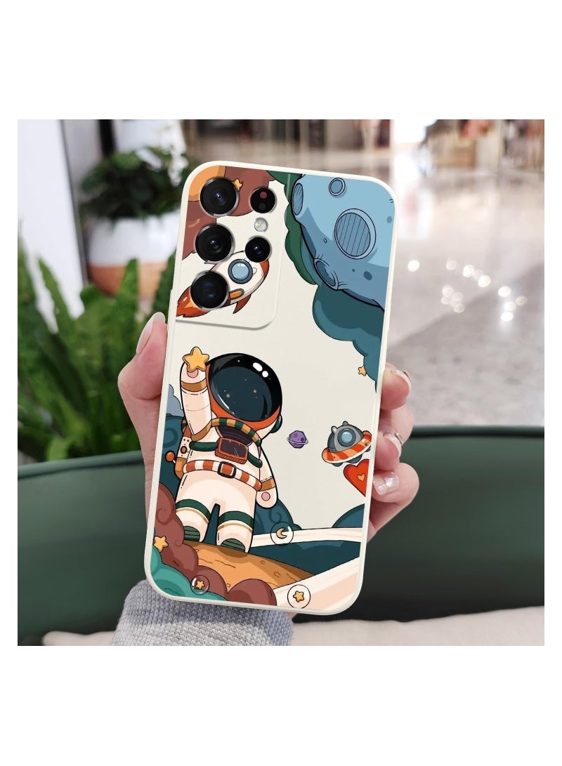 for Samsung S21 Ultra Case, for Samsung Galaxy S21 Ultra Case Butterfly Floral Astronauts Creative Sides Phone Cover Fashionablee Designs Soft Silicone Slim S21 Ultra Phone Case-Astronaut White - Image 2