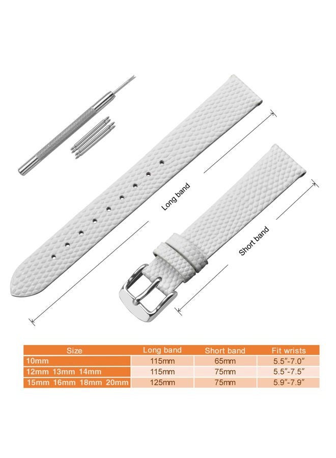 ANNEFIT Women's Leather Watch Band 13mm, Lizard Grain Slim Thin Replacement Strap (White) - Image 5