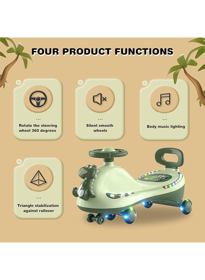 DMG TECH Ride Car For Kids Magic Swing Cars Wiggle Car With Pu Led Wheels And Music Gears Or Pedals Twist Turn Wiggle Movement To Steer Car Boys And Girls Infant Ride On Car For1 10 Years Old Gift - Image 4
