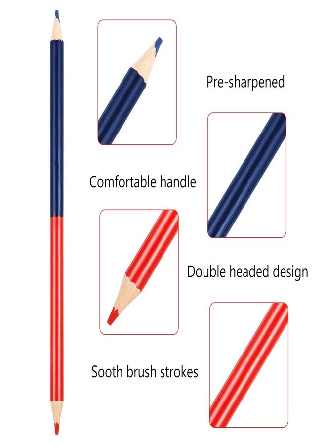 Zhanmai 24 Pieces Red and Blue Colored Pencils Double Ended Checking Pencils Bulk Pre Sharpened Erasable 2 HB for Checking Map Coloring Tests Grading for Office Teacher - Image 3