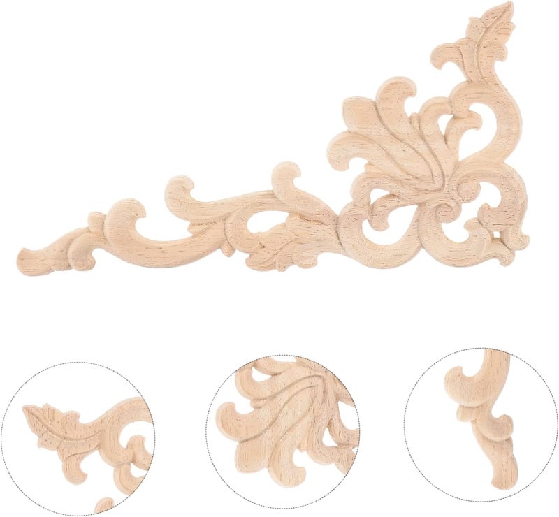 VOSAREA 4pcs Wooden Corner Appliques Baroque Decor Molding Carved Wood Trim Embellishments for Furniture DIY Projects Vintage Style Home Decoration - Image 3