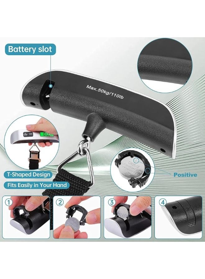 Electronic Travel Scale, Portable Digital Luggage and Travel Bags Scale with LCD Reading Screen, 50 Kg Capacity - Silver
