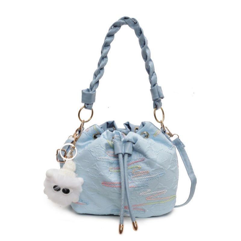 Korean Popular Canvas Bag Women'S Fashionable Fashionable Shoulder Crossbody Bag Niche Portable Bucket Bag - Image 1