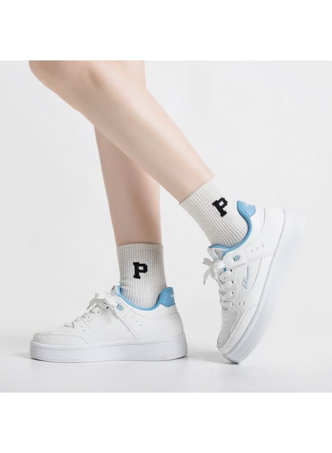Pull Back Warrior Women's Leather Low-top Sneakers Casual White Blue Wxy1678 Size 38 - Image 2