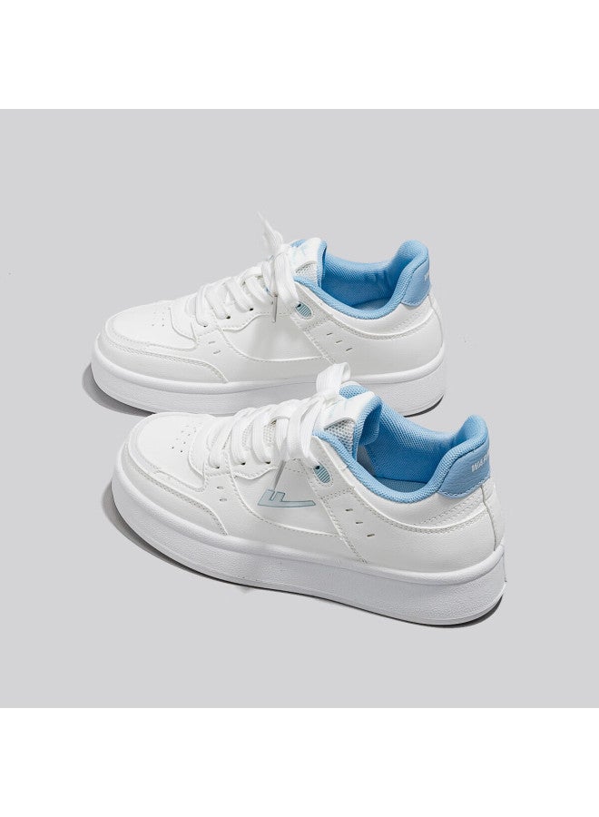 Pull Back Warrior Women's Leather Low-top Sneakers Casual White Blue Wxy1678 Size 38 - Image 5