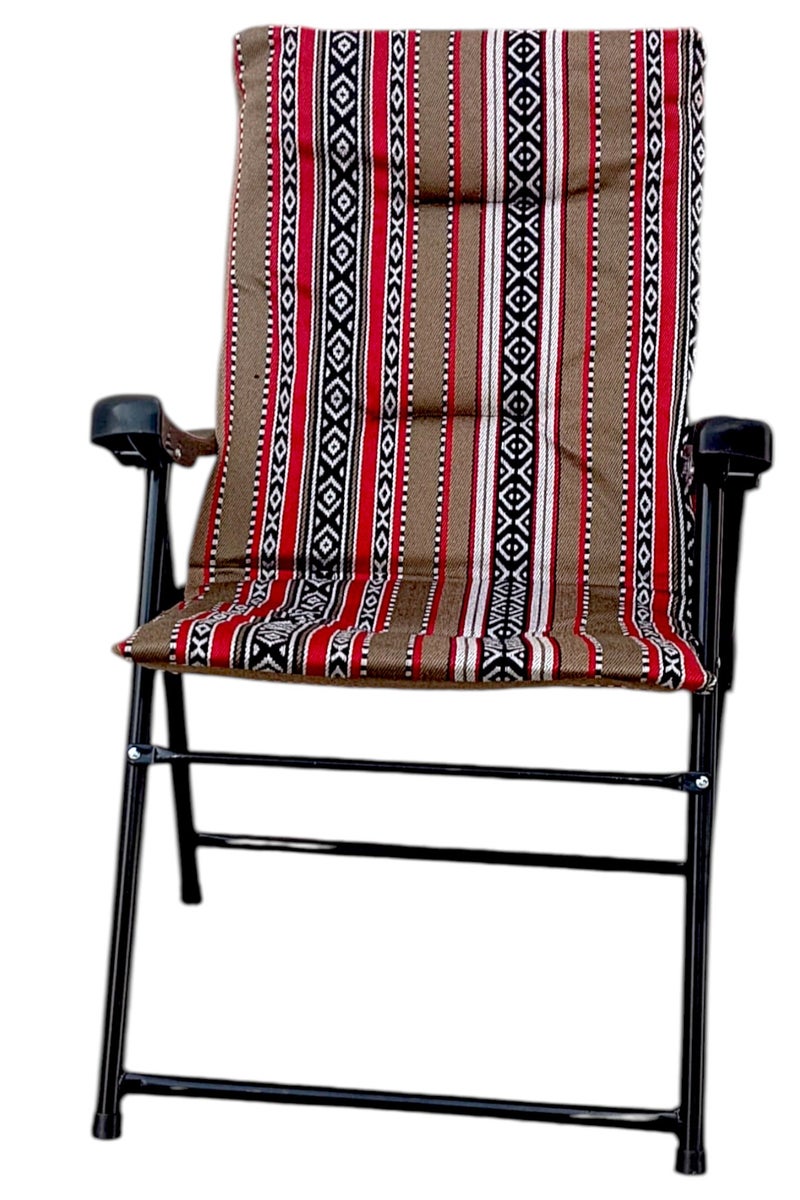 GO2CAMPS Folding Camping Chair with Cusion Premium Quality | Sadu Chair | Beach Chair | Garden Chair | Fishing Chair | Travel Chair | Picnic Chair-Premium Arabic Traditional Sadu Camping Chair – Durable Padded Cotton Cushion Seat with Cozy Armrests – Foldable Majlis Style for Desert Travel, Outdoor Picnics, BBQs & Cultural Gatherings - Image 2