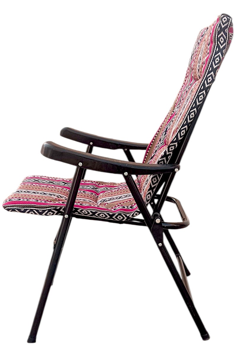 GO2CAMPS Folding Camping Chair with Cusion Premium Quality | Sadu Chair | Beach Chair | Garden Chair | Fishing Chair | Travel Chair | Picnic Chair-Premium Arabic Traditional Sadu Camping Chair – Durable Padded Cotton Cushion Seat with Cozy Armrests – Foldable Majlis Style for Desert Travel, Outdoor Picnics, BBQs & Cultural Gatherings - Image 3