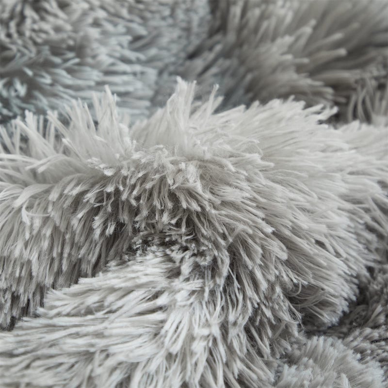 Wajade Faux Fur Plush Tie Dye Grey White Comforter Set Fluffy Fuzzy Shaggy Bedding Set - 3PC Full/Queen Microfiber Soft Warm Quilt Set - Image 5