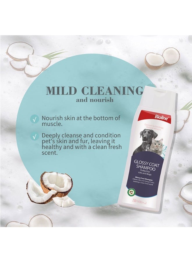 Bioline Deeply cleanse and condition pet’s skin and fur Glossy Coat Shampoo for Dogs & Cats 250ml - Image 2