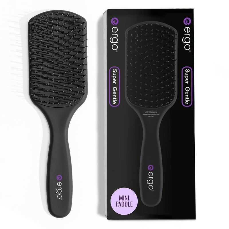 ERGO Super Gentle Mini Paddle Brush for Blow Drying - Hair Brushes for Women with Thick or Thin Hair - Dual Hairbrush for Women - Detangler Hair Brush - Gently Detangles Curly or Wet Hair - ERG750 - Image 1