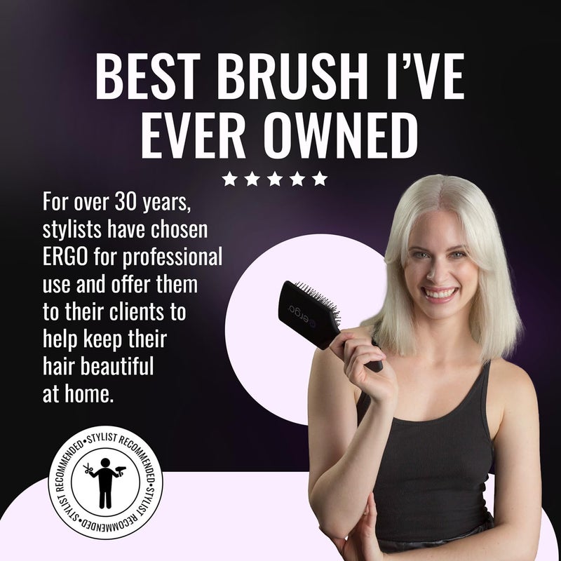 ERGO Super Gentle Mini Paddle Brush for Blow Drying - Hair Brushes for Women with Thick or Thin Hair - Dual Hairbrush for Women - Detangler Hair Brush - Gently Detangles Curly or Wet Hair - ERG750 - Image 5