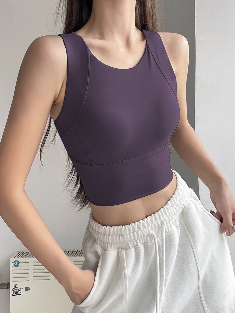 Large Chest High Strength Fixed Cup Sports Vest Shockproof Dance Yoga Underwear Women'S Tight Slim Fitness Bra - Image 3