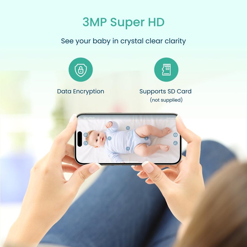 Babysense 2Peek Video Baby Monitor, WiFi Security Camera with Auto Tracking (2Pcs), 3MP Super HD, Intelligent Motion & Sound Detection, Night Vision, Private Hidden Lens Mode, Supports SD Card - Image 5