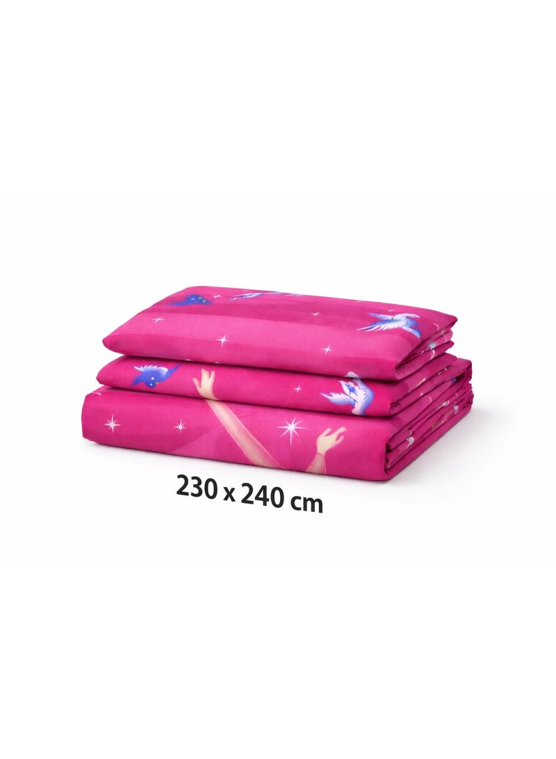 King Size Bedsheet. Cartoon Princess Themed Bedding Set, Pink Color for Girls. Soft Cotton Blend Bedsheet with 2 Pillowcases, King Size 230x240 cm. Bed Sheet for Girls. Pink Bedsheet. Bed Cover - Image 3