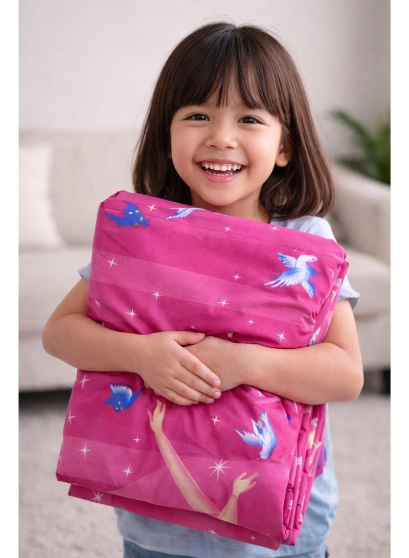 King Size Bedsheet. Cartoon Princess Themed Bedding Set, Pink Color for Girls. Soft Cotton Blend Bedsheet with 2 Pillowcases, King Size 240x220 cm. Bed Sheet for Girls. Pink Bedsheet. King Size Bed Sheet for Girls. Cartoon Bed Sheet - Image 3