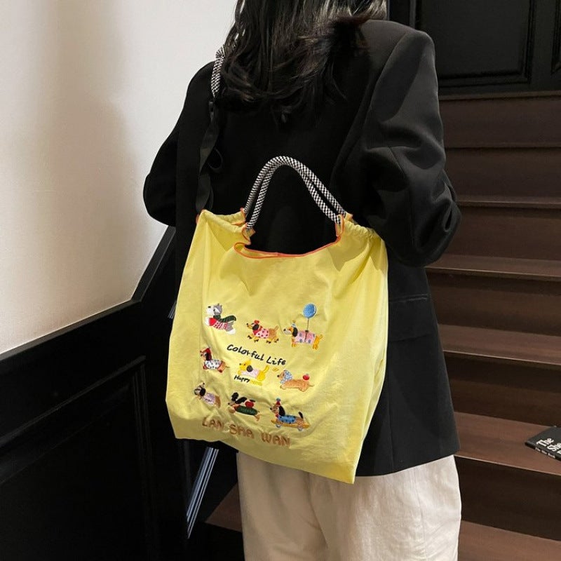 Cute Cartoon Puppy Tote Bag Women'S All-Match Large Capacity Handbag College Student Commuter Shoulder Bag - Image 1