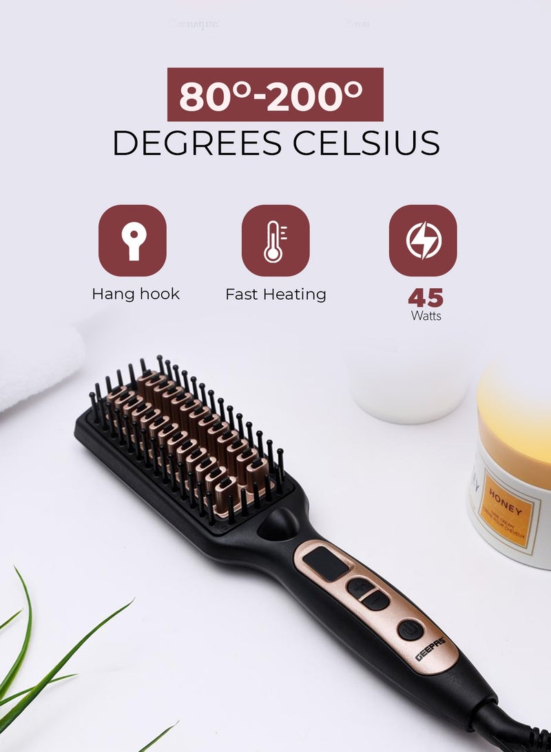GEEPAS Ceramic Hair Brush 45W - Temperature Control with Led Display | 60 Minutes Auto Shut-off | Perfect for Styling - Image 3