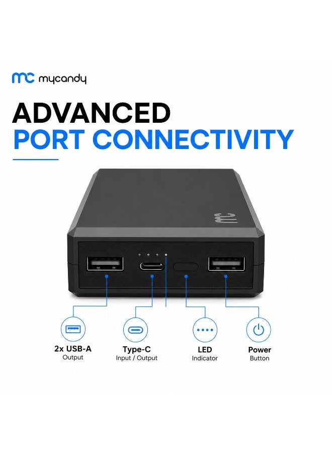 MYCANDY Pb-C250 20000Mah 22.5W Usb-C Pd Fast Charging Power Bank, Black Black - Image 3
