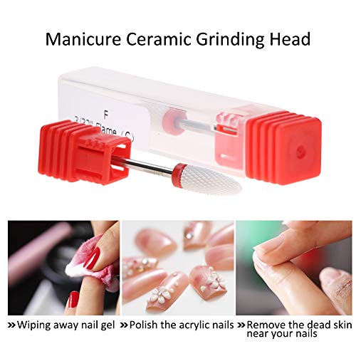 Semme Drill Head Nail,Nail Drill Bit, Ceramic Nail Grinding Head 4 Types Round Flat Ceramic Grinding Head Manicure Machine Accessories Tool(Round Flat Head) - Image 2
