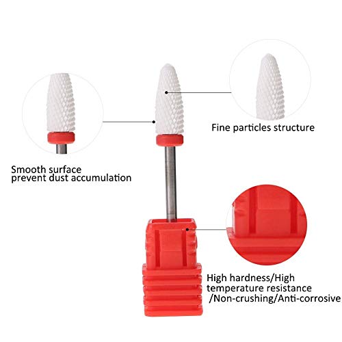 Semme Drill Head Nail,Nail Drill Bit, Ceramic Nail Grinding Head 4 Types Round Flat Ceramic Grinding Head Manicure Machine Accessories Tool(Round Flat Head) - Image 5