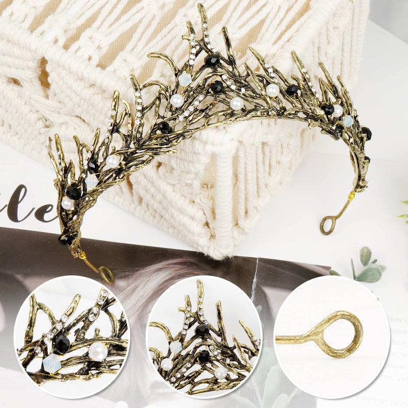 TOCESS Black Crown Tiara for Women Goth Vintage Queen Princess Baroque Crown for Girls, Ideal Gift for Costume Show Party Prom Birthday Halloween - Image 5