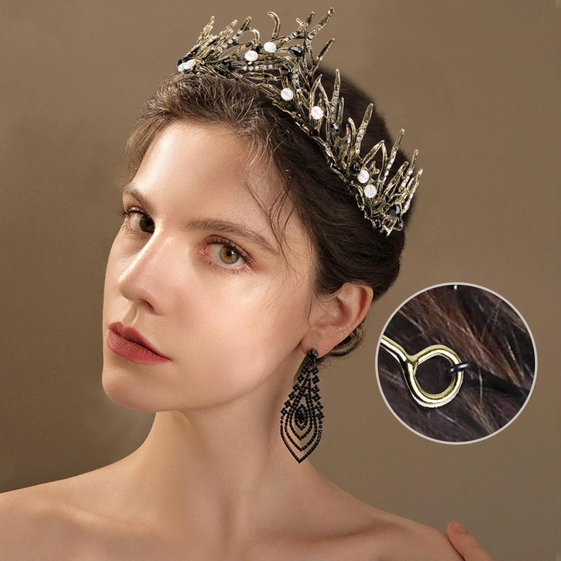 TOCESS Black Crown Tiara for Women Goth Vintage Queen Princess Baroque Crown for Girls, Ideal Gift for Costume Show Party Prom Birthday Halloween - Image 2