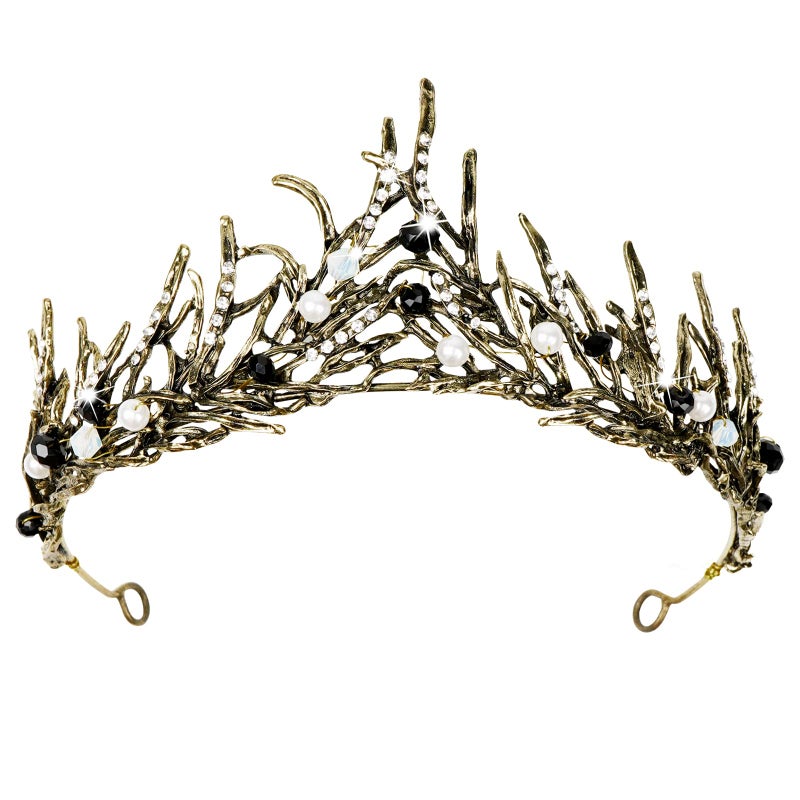 TOCESS Black Crown Tiara for Women Goth Vintage Queen Princess Baroque Crown for Girls, Ideal Gift for Costume Show Party Prom Birthday Halloween - Image 1
