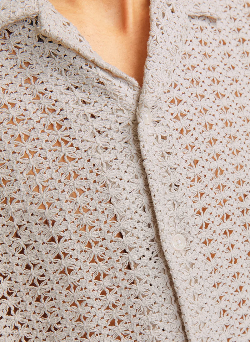 JACK & JONES Jorcrochet Regular Fit Crochet Shirt