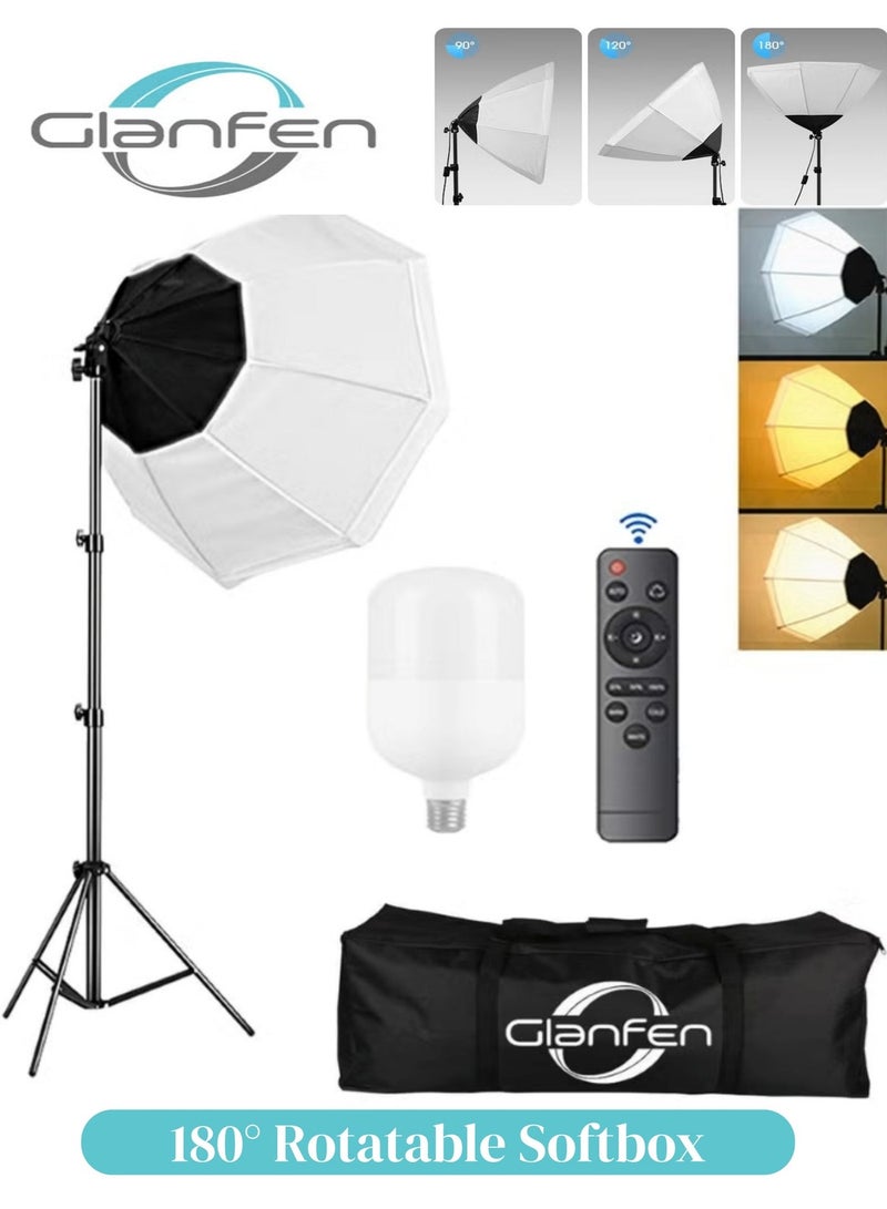 Glanfen Photography Softbox Lighting Kit with 200W LED 3-Color Bulb Umbrellas Softbox and Carry Bag - Image 1