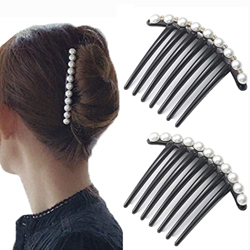JONKY JONKY French Twist Hair Comb Pearl Fancy Hair Accessories for Women (Pack of 2) - Image 1