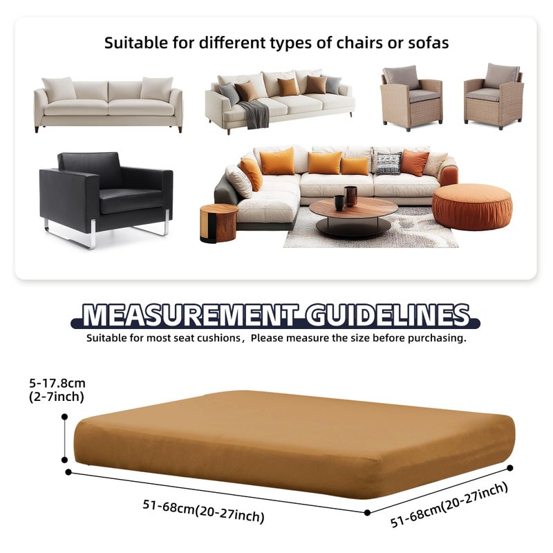 MRGSDL 8Pcs Patio Cushion Covers,Outdoor Cushions Covers,Stretch Cushion Covers Replacement, Washable and Reusable Furniture Protectors(Camel) - Image 2