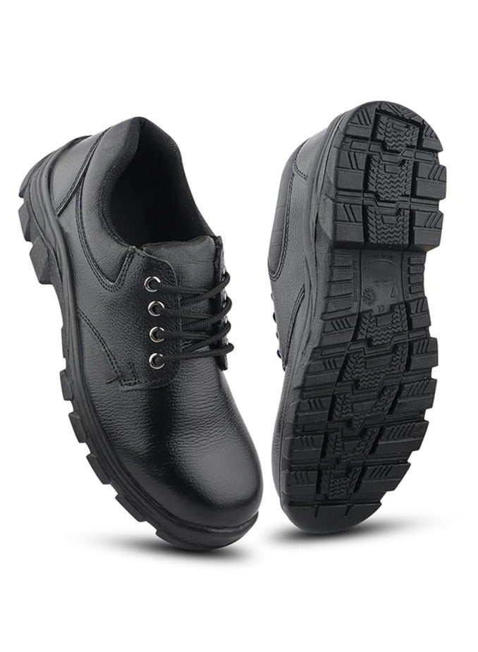 Genuine Leather Safety Shoes for Men with PU Sole, Steel Toe & Energy Absorption  - Image 1