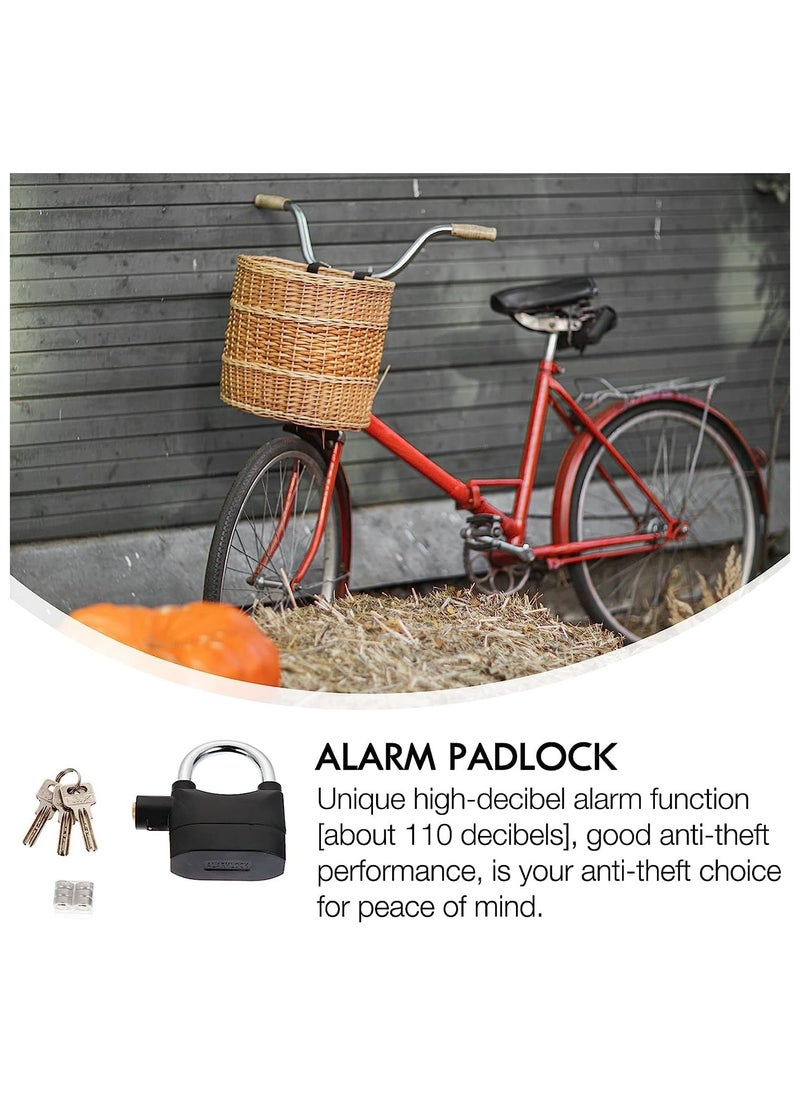 SYOSI - Alarm Lock Anti Theft Locks Loud Alarm Lock Universal Security Alarm Lock System Anti-Theft Weatherproof for Door Motor Bicycle Padlock with 3 Keys - Image 1