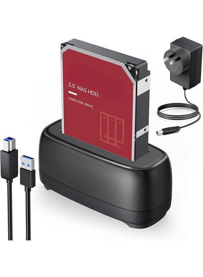 External Hard Drive Docking Station for 2.5/3.5 Inch HDD SSD USB 3.0 to SATA Dock Up to 22TB with UASP and 12V Power Adapter - Image 1