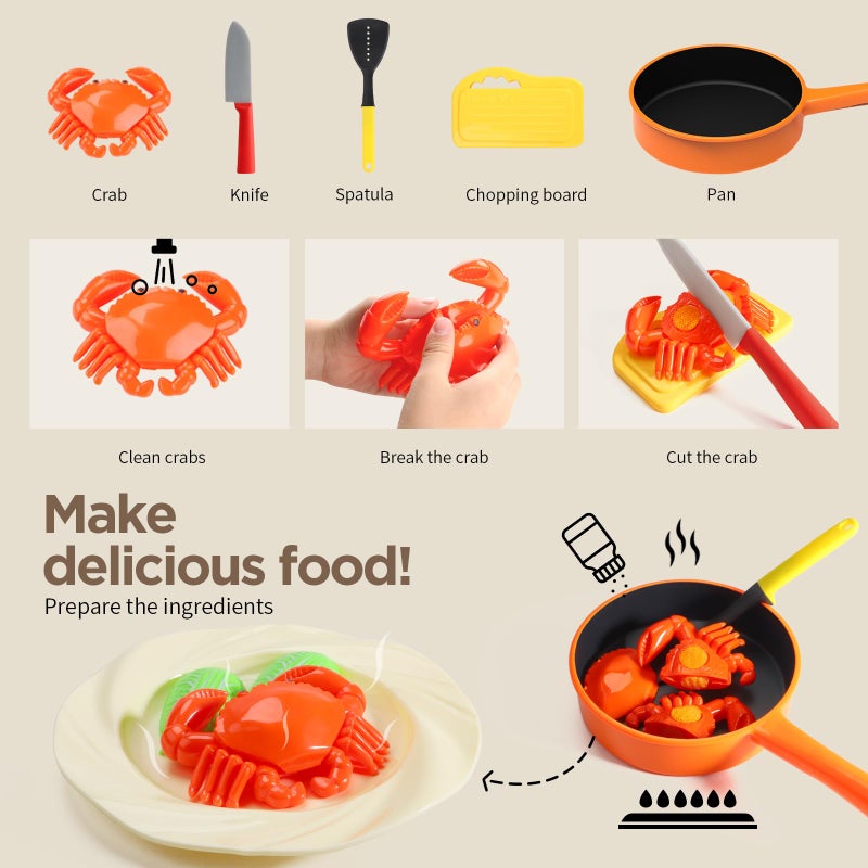 GILOBABY Play Kitchen Accessories, Play Food Sets for Kids Kitchen Playset with Pots and Pans Set, Cooking Utensils, Preschool Learning Education Toys for Toddlers, Birthday Gifts for Girls (Red) - Image 5