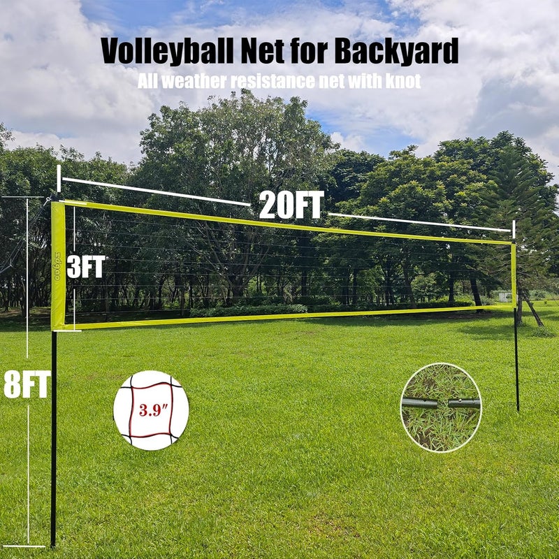 Zdgao Outdoor Portable Volleyball Net System - Adjustable Height Poles with Soft Volleyball Ball, Pump, Hammer, Boundary Line, and Carry Bag for Backyard, Beach, Lawn - Image 4